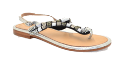 SANDALO BEAD INFRADITO ARGETO IN PELLE CON PERLINE IKAT 